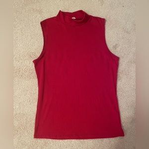 Olivia Rae Red Ribbed Mock Neck Tank Top